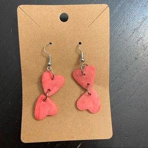 Clay polymer heart earrings.